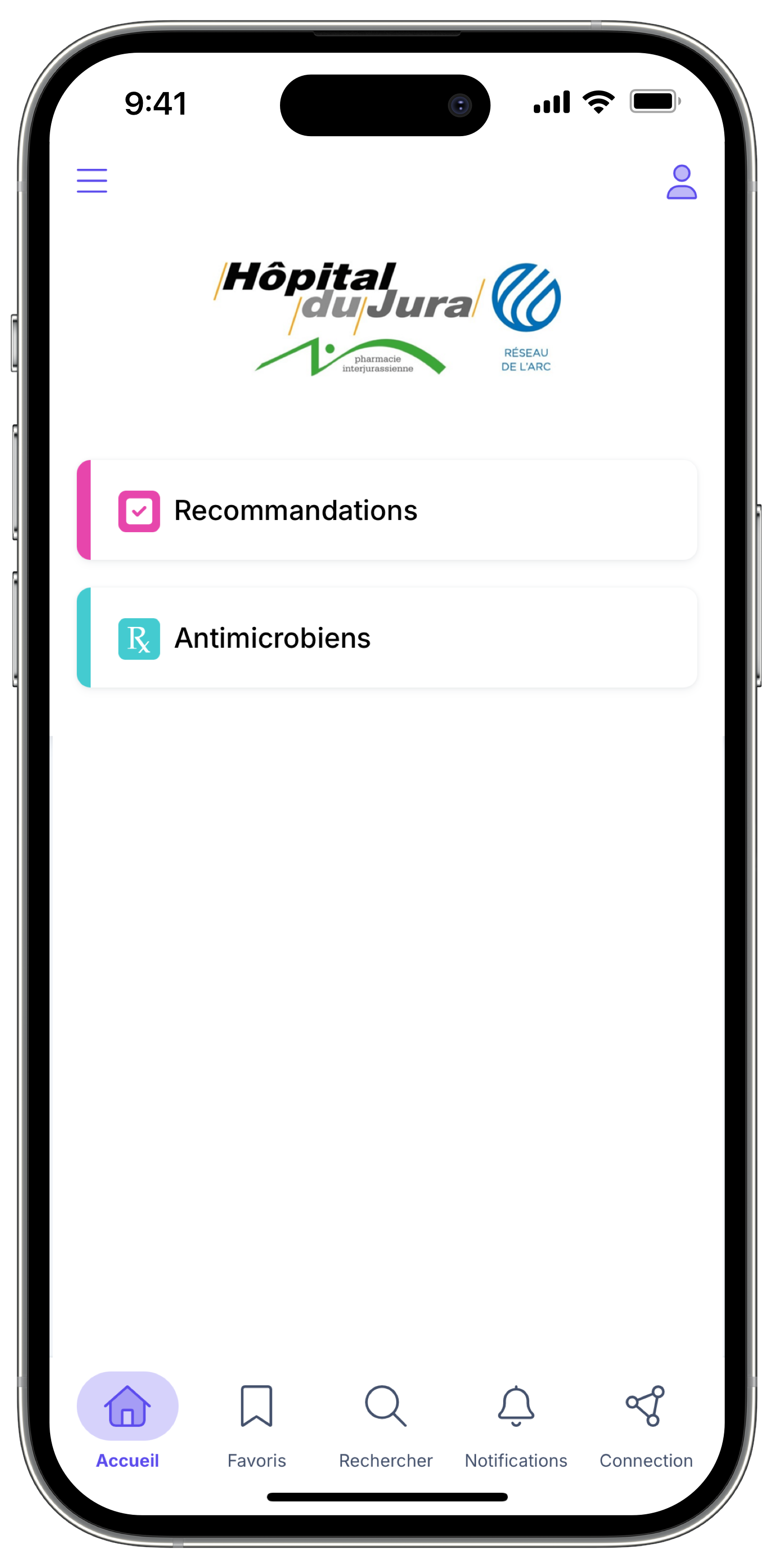 Firstline ID mobile app for Hôpital du Jura et Réseau de l'Arc
